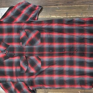DIXXON Red and Black Plaid Casual Shirt